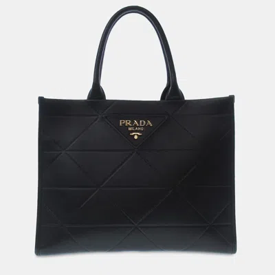 Pre-owned Prada Large Soft Calf Leather Symbole Tote Bag In Black