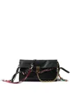 Prada Soft Sound Large Leather Shoulder Bag With Charms In Black