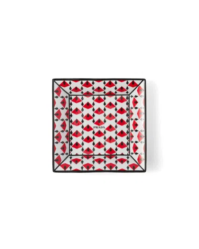 Prada Large Square Porcelain Catchall Tray - Vienna Red
