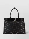 Prada Large Studded Buckle Handbag Top Handle In Black