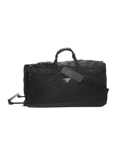 Pre-owned Prada Large Tessuto Boston Trolley In Black