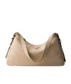 Prada Medium Aimee Zip Leather Shoulder Bag In Travertine