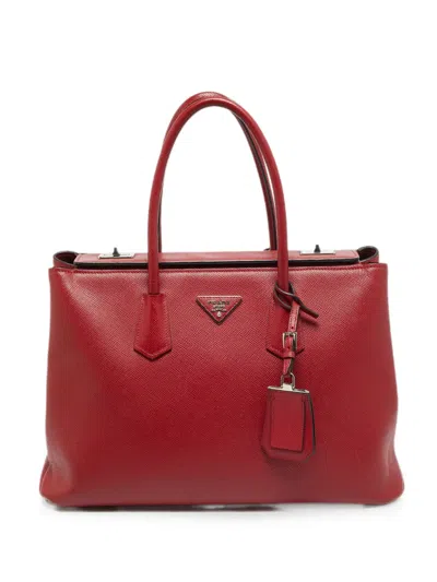 Pre-owned Prada Large Twin Tote Bag In Red