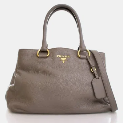 Pre-owned Prada Large Vitello Diano Shopper Tote In Brown