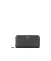 Prada Large Logo Lettering Zip-around Wallet In Black