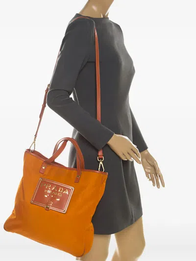 Pre-owned Prada Laser-cut Logo Tote Bag