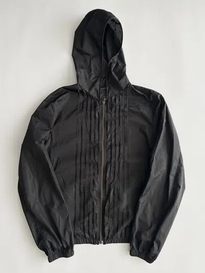 Pre-owned Prada Laser Cut Nylon Hooded Jacket In Black