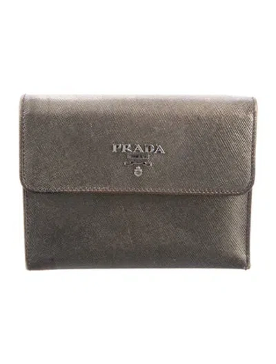 Pre-owned Prada Late 1990's - Early 2000's Compact Wallet In Silver