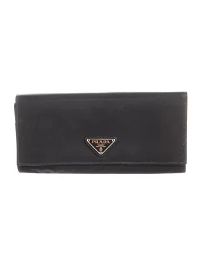 Pre-owned Prada Late 1990's - Early 2000's Continental Wallet In Black