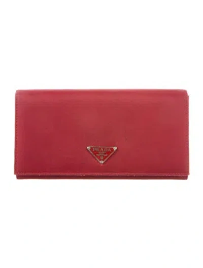 Pre-owned Prada Late 1990's - Early 2000's Continental Wallet In Red