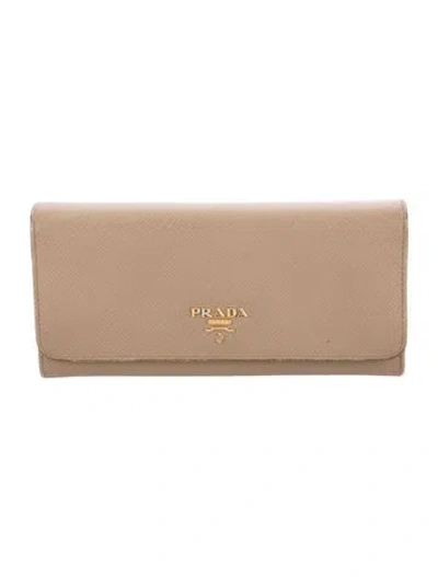Pre-owned Prada Late 2000's - Early 2010's Continental Wallet In Neutral