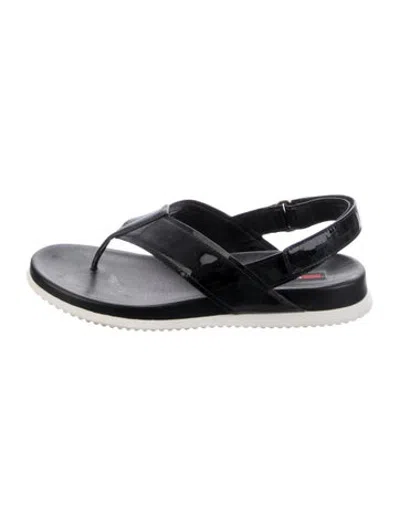 Pre-owned Prada Late 2000's - Early 2010's Patent Leather Flip Flops In Black