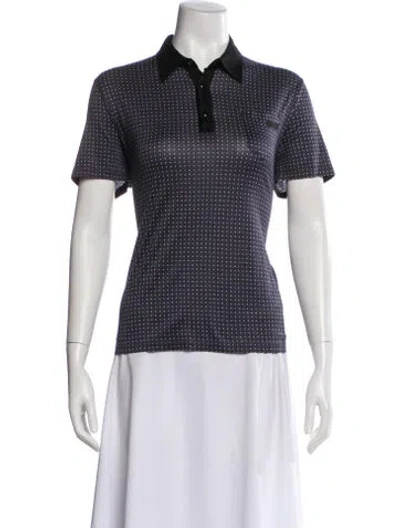 Pre-owned Prada Late 2000's - Early 2010's Polka Dot Print Polo Shirt In Blue