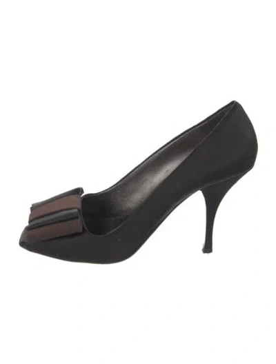 Pre-owned Prada Late 2000's - Early 2010's Satin Pumps In Black
