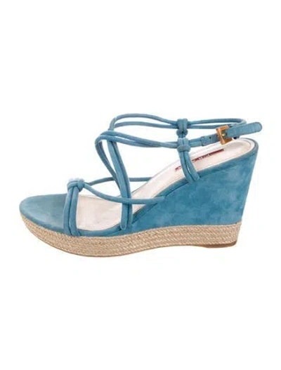 Pre-owned Prada Late 2000's - Early 2010's Suede Espadrilles In Blue