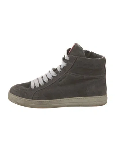 Pre-owned Prada Late 2000's - Early 2010's Suede Sneakers In Gray