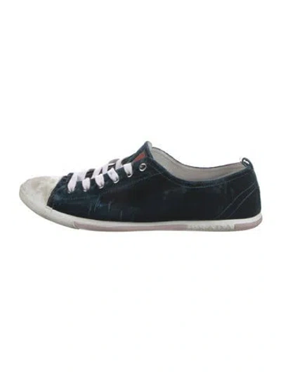 Pre-owned Prada Late 2000's - Early 2010's Velvet Sneakers In Blue