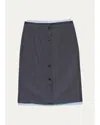 Prada Layered Button-front Tailored Skirt In Gray