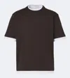 Prada Layered Cotton Jersey T-shirt In Brown