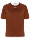 Prada T-shirt With Round Neck And Short Sleeves In Tabacco