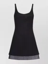 Prada Enamel Triangle-logo Wool Dress In Black