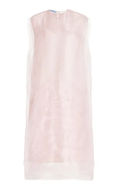 Prada Layered Silk Midi Dress In Pink
