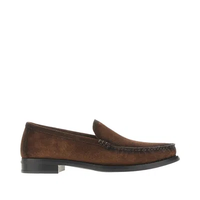 Prada Ld Suede Leather Loafers In Brown