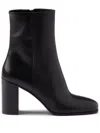 Prada Stylish Leather Ankle Boots With Block Heel In Black