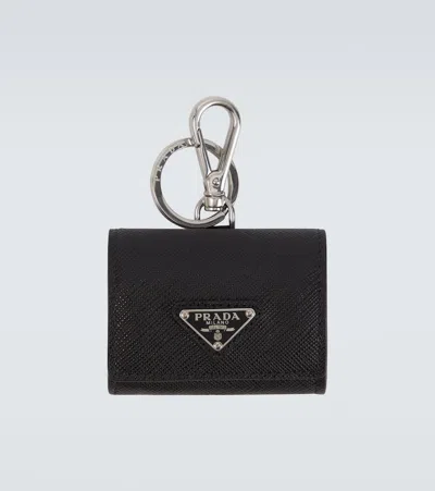 Prada Leather Airpods Case In Black