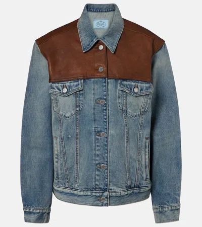 Prada Leather And Denim Jacket
