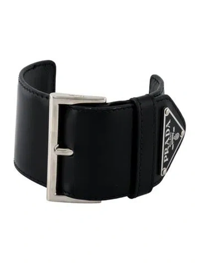 Pre-owned Prada Leather & Enamel Leather Cuff Bracelet, 9.25" In Multi