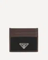 Prada Leather And Fabric Card Holder In Brown