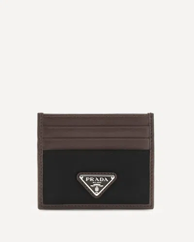 PRADA LEATHER AND FABRIC CARD HOLDER