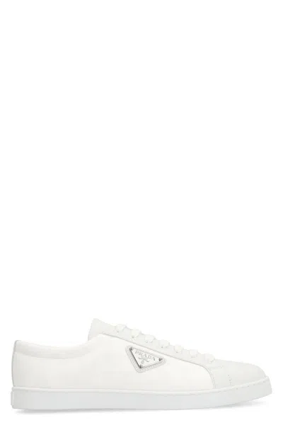 Prada Leather And Fabric Low-top Sneakers In White