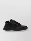 Prada Leather And Fabric Sneakers With Mesh Panels