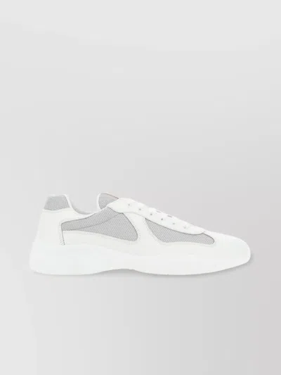 Prada Leather And Fabric Sneakers With Two Tones In Multicolor