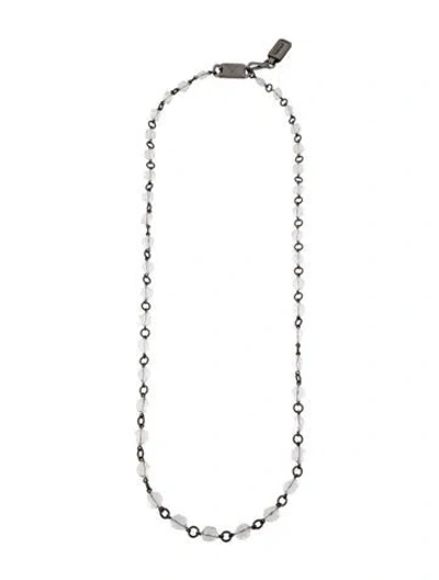 Pre-owned Prada Leather & Faceted Bead Chain Necklace, 39" In Multicolor