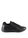 Prada Fabric And Leather America S Cup Sneakers In Black