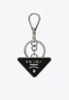 Prada Triangle Logo Keychain In Black