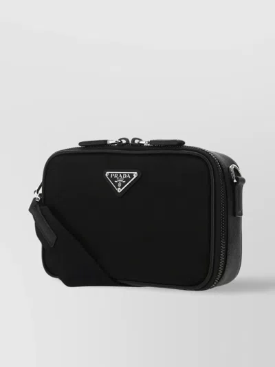 Prada Leather And Nylon Crossbody Bag In F0002