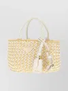 Prada Leather And Raffia Shoulder Bag In Neutral