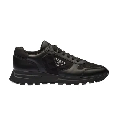 Pre-owned Prada Leather And Re-nylon 'black'