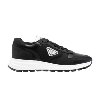 Pre-owned Prada Leather And Re-nylon 'black White'