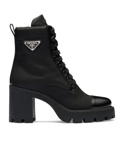 Prada Leather And Re-nylon Boots In White