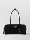 Prada Re-nylon And Leather Small Top-handle Bag With Padlock In Black