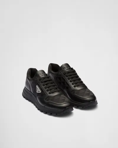 Prada Autry White Leather Medalist Sneakers In Black