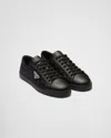 Prada Triangle-logo Lace-up Sneakers In Black