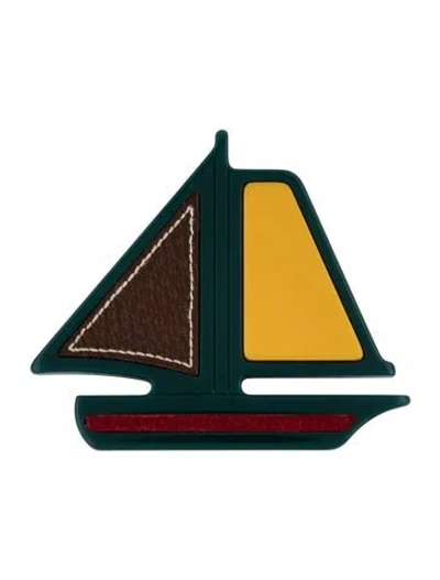 Pre-owned Prada Leather & Resin Sailboat Brooch