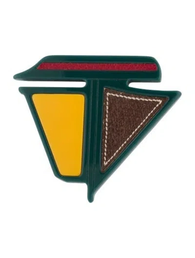 Pre-owned Prada Leather & Resin Sailboat Brooch Pin