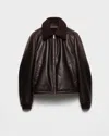 Prada Leather And Shearling Jacket In Brown